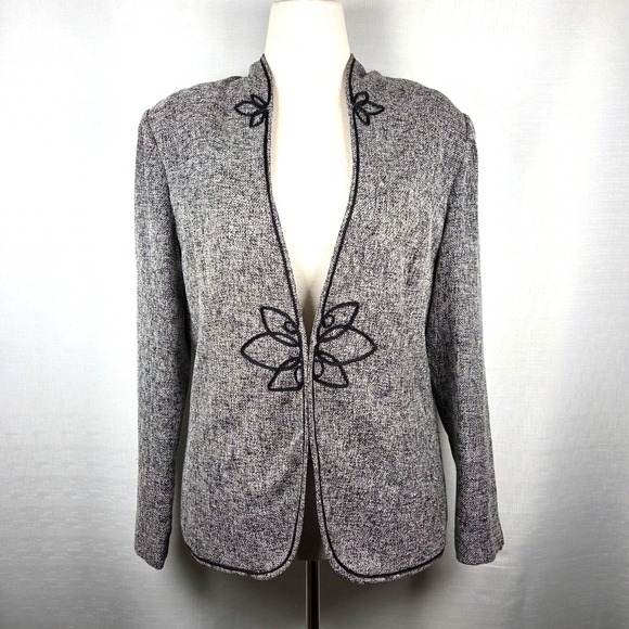 Coldwater Creek Jackets & Blazers - Coldwater Creek Gray Blazer Women's‎ 16 Embroidered Jacket Secretary Corpcore